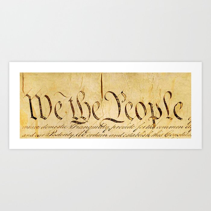 "We The People" close-up of the first page of the Constitution of the United States Art Print