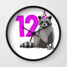 Birthday Girl 12 Raccoon Wall Clock