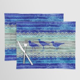 Rustic Navy Blue Coastal Decor Sandpipers Placemat