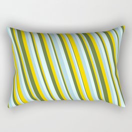 [ Thumbnail: Light Blue, Yellow, Dark Olive Green & Light Cyan Colored Lined/Striped Pattern Rectangular Pillow ]