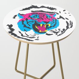 Pink and Blue Tiger Side Table