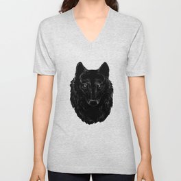 The Black Wolf Portrait V Neck T Shirt