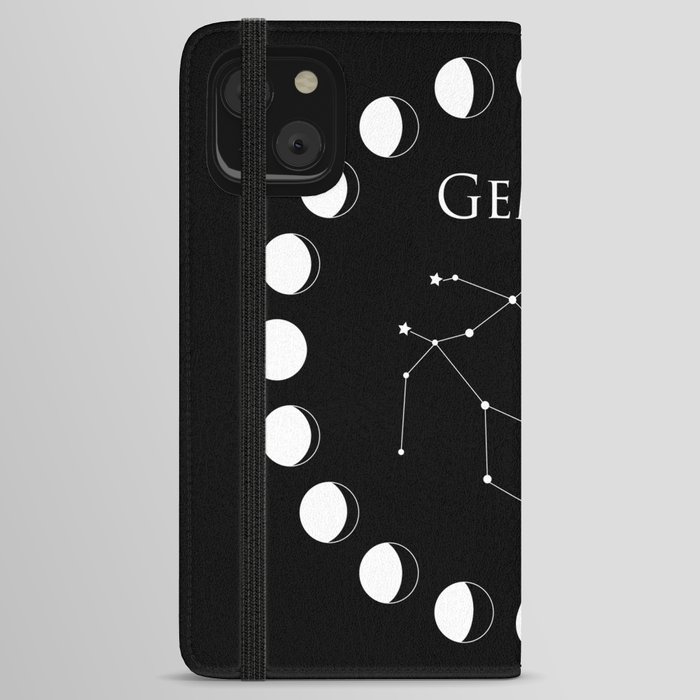 Gemini Zodiac, Black and White iPhone Wallet Case