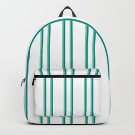 [ Thumbnail: White, Aquamarine, and Dark Cyan Colored Lined Pattern Backpack ]