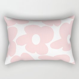 Large Baby Pink Retro Flowers on White Background #decor #society6 #buyart Rectangular Pillow
