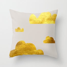 Gold Clouds Throw Pillow