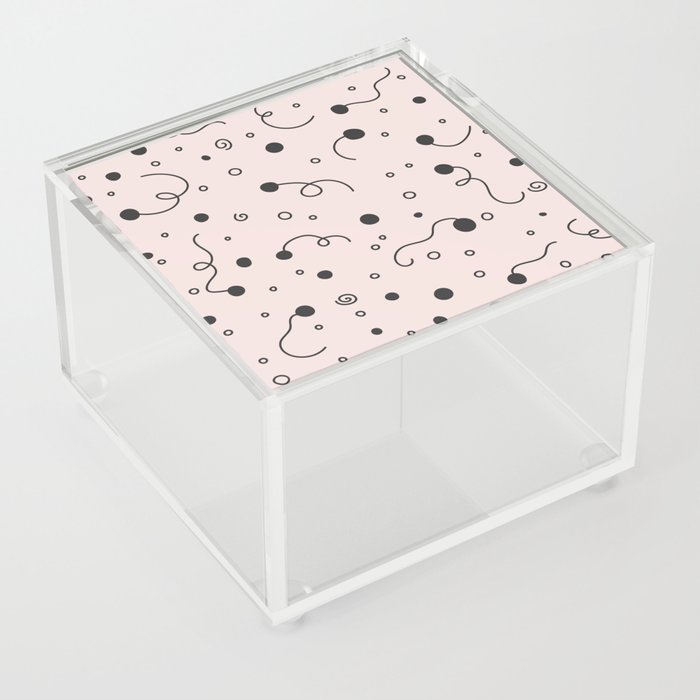 Abstract festive geometric pattern in pink and grey Acrylic Box