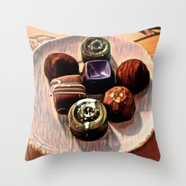 Toon Chocolates Assortment - Chocolaterie Throw Pillow