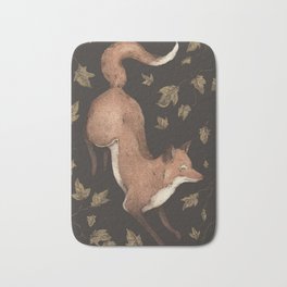 The Fox and Ivy Bath Mat | Painting, Illustration, Graphite, Ivy, Curated, Foxes, Nature, Digital, Red, Fox 