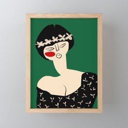 Girl with flower crown Framed Mini Art Print