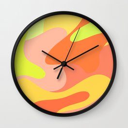 Rainbow Paint Splashes - bring neon yellow orange peach Wall Clock