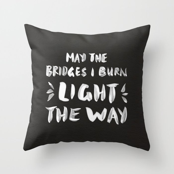 Burned Bridges – Black & White Throw Pillow