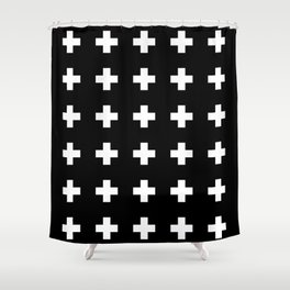 Swiss Cross Black Shower Curtain
