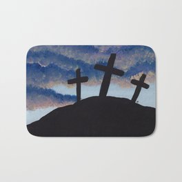 Calvary Bath Mat | Christian, Truth, Jesus, Salvation, Calvary, Clouds, Sunset, Cross, Painting, Paint 