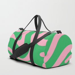 Pink and Spring Green Modern Liquid Swirl Abstract Pattern Duffle Bag