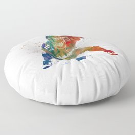 American football player in watercolor Floor Pillow