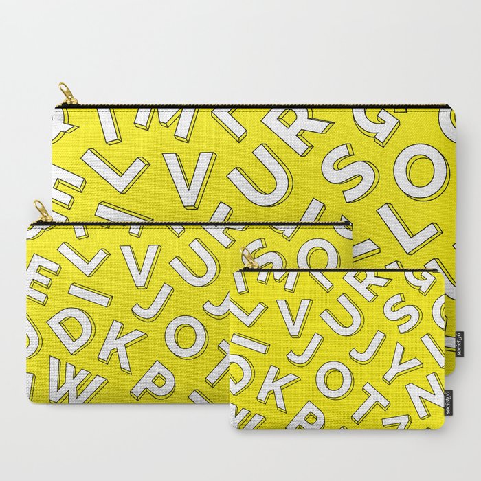 Vector Illustration White Yellow Pattern Children Learning Carry-All Pouch