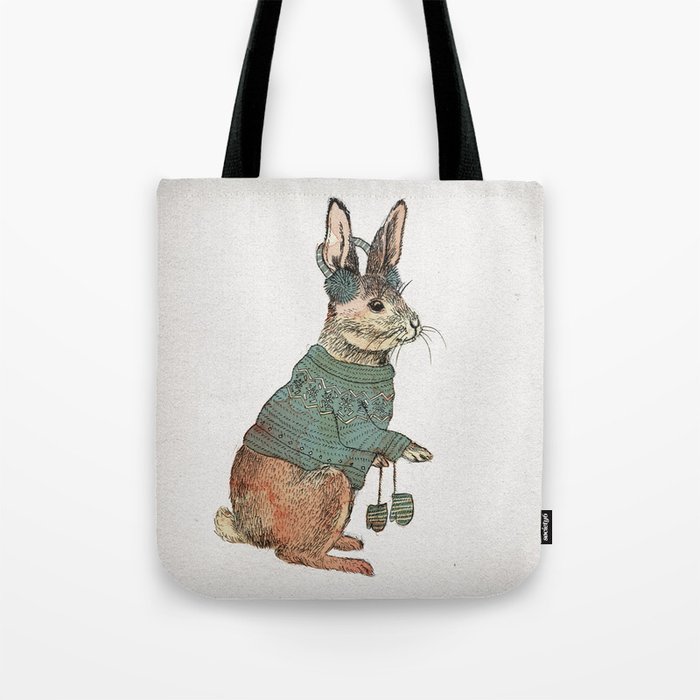 Winter Rabbit Tote Bag by David Fleck | Society6