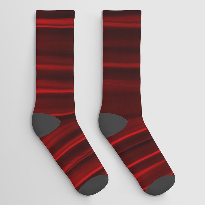 Theater red curtain and neon lamp around border Socks