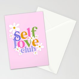 Self-Love Club with Daisies Stationery Card