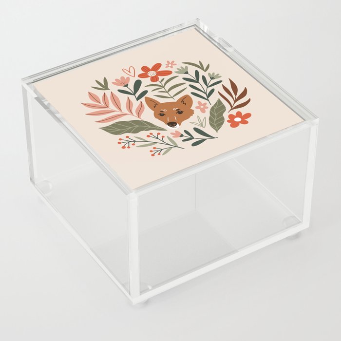Lovely dogs and flowers print Acrylic Box