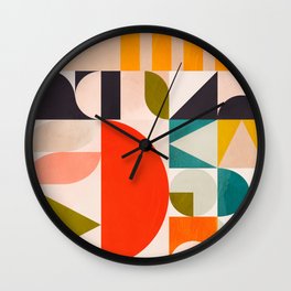 mid century geometry abstract shapes bauhaus 3 Wall Clock