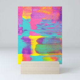 Neon Sunset Paint Smear Mini Art Print