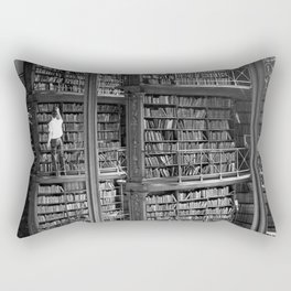 A book lovers dream - Cast-iron Book Alcoves Cincinnati Library black and white photography Rectangular Pillow