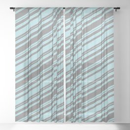 [ Thumbnail: Grey and Powder Blue Colored Lined/Striped Pattern Sheer Curtain ]