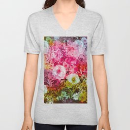 Rainbow Flowers V Neck T Shirt