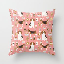 Beagle coffee dog breed gifts pupuccino dog lover beagles pure breed Throw Pillow