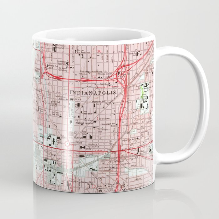 Vintage Map of Indianapolis Indiana (1967) Coffee Mug