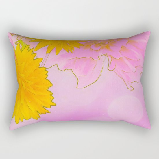 Pink & Gold Floral Rectangular Pillow
