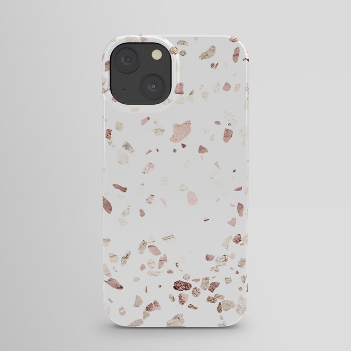 Rose Gold on White Terrazzo iPhone Case