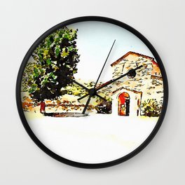 Pieve di Tho: church and tree Wall Clock