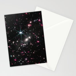 Galaxies of the Universe pink blue Webb Telescope First Image Stationery Card