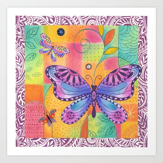 Indigo Butterfly Art Print