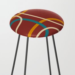 Abstract red mid century shapes Counter Stool
