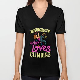 Rock Climbing Women Indoor Bouldering Girl Wall V Neck T Shirt