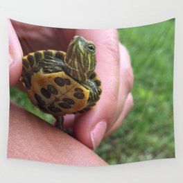 Baby red-eared slider turtle Wall Tapestry