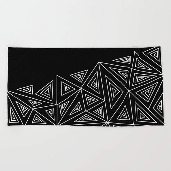Abstract black and white pattern.Triangles 2 . Beach Towel