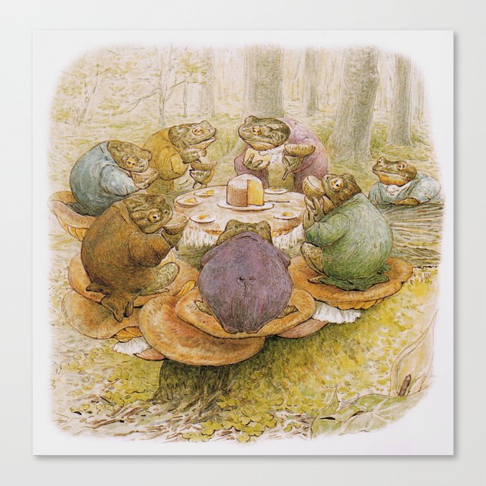 Toad Tea Party Cottage Core by Beatrix Potter Nature Cute Canvas Print
