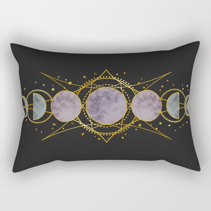 Gold Moonphases Rectangular Pillow