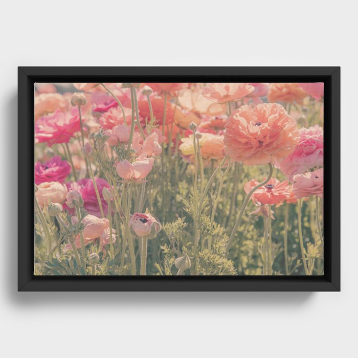Among the Flowers Framed Canvas