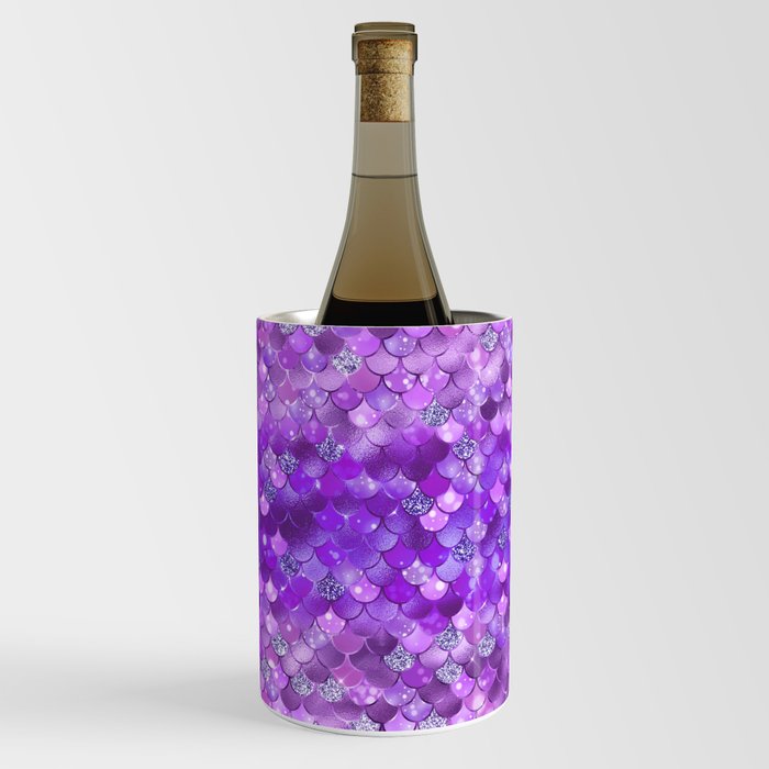 Purple Mermaid Pattern Metallic Glitter Wine Chiller