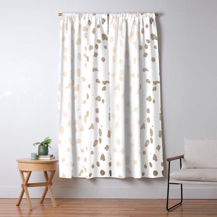 Luxe Gold Painted Polka Dot On White Blackout Curtain By Nature Magick Society6 White Blackout Curtain By Nature Magick, Gold Polka Dot Sheer Curtains