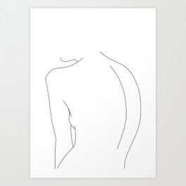 Minimal line drawing of women's body - Alex Art Print
