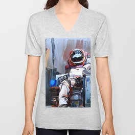 Abstract Astronaut V Neck T Shirt