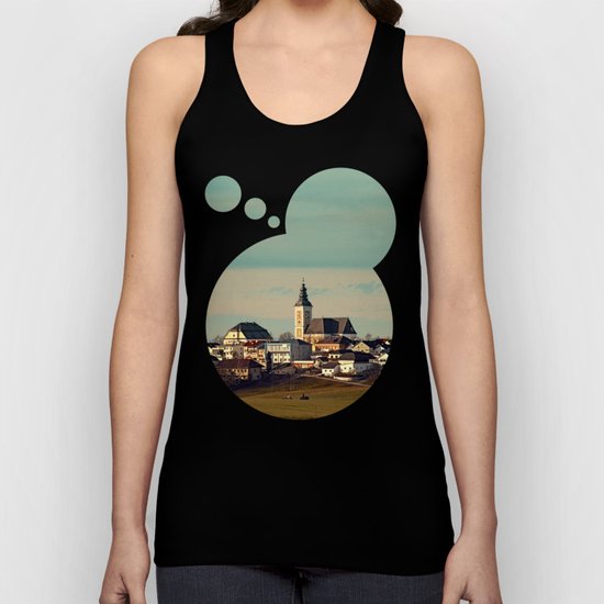 Small village skyline with mint sky | landscape photography Unisex Tank Top