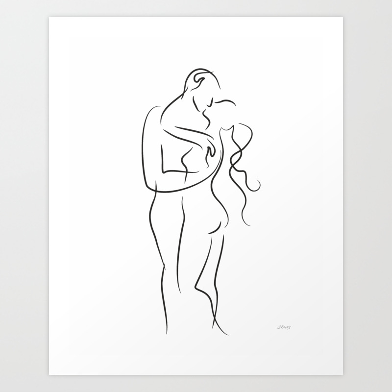 Elegant Figures Kissing Man And Woman Romantic Kiss Sketch Art Print By Siretmr Society6,Pencil Sketches Of Girl Back Side